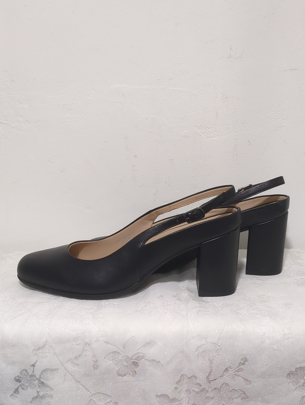 ABEO Black Slingback Block Heel Pumps
